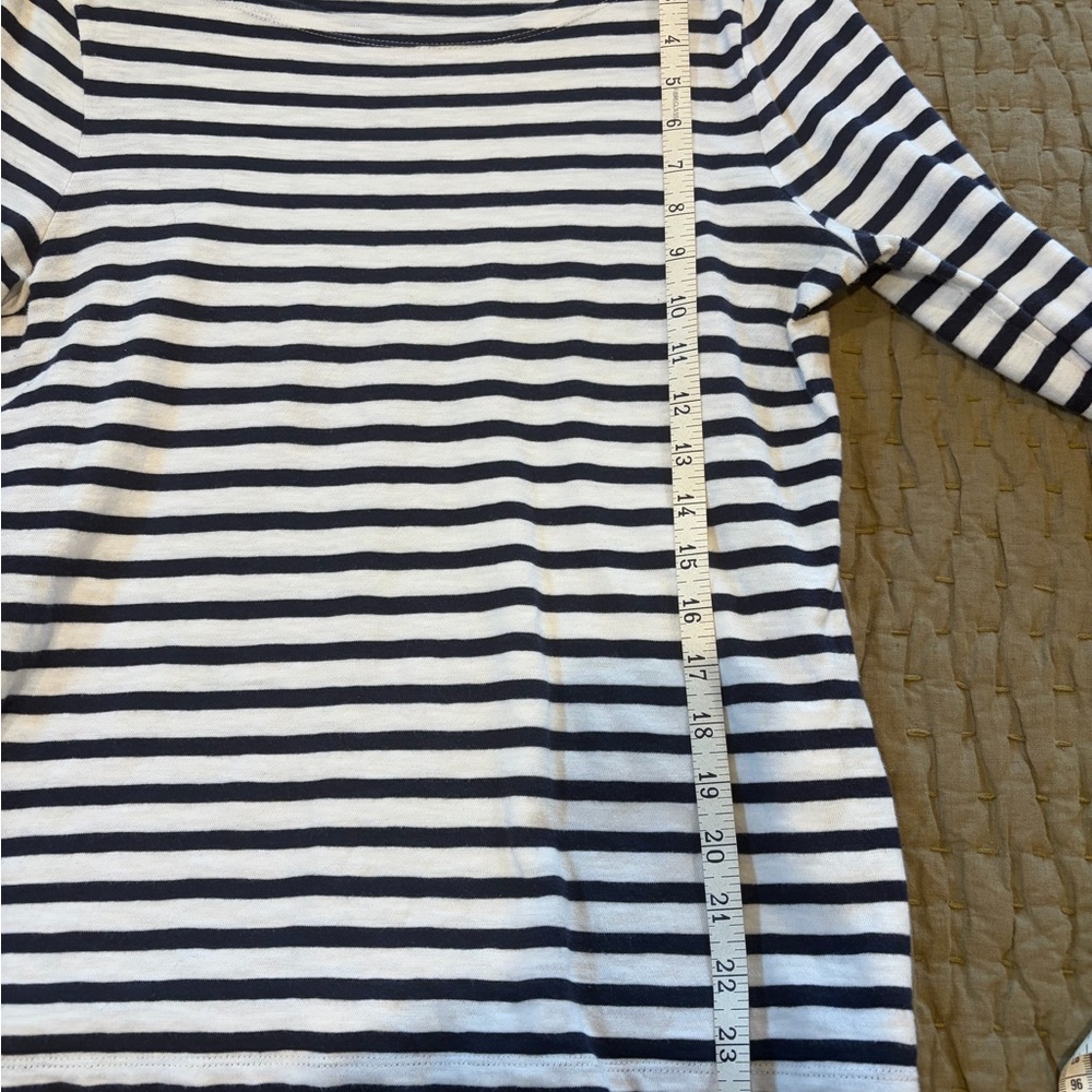 J. Crew Navy & White Striped Boatneck Top - Picture 2 of 4